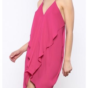 Olivaceous drape dress- hot pink